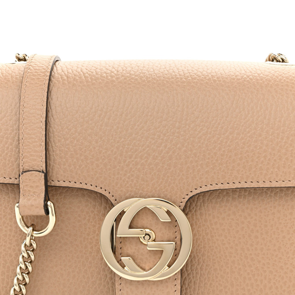 Gucci Dollar Calfskin Small Interlocking G Shoulder Bag Camelia
