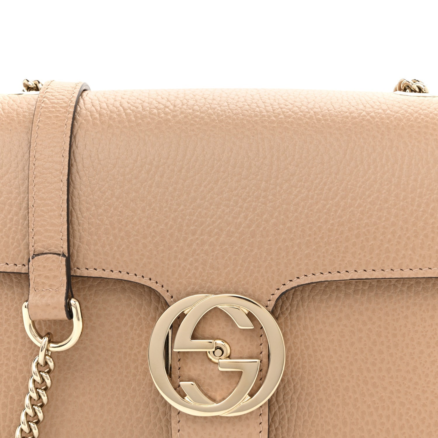 Gucci Dollar Calfskin Small Interlocking G Shoulder Bag Camelia