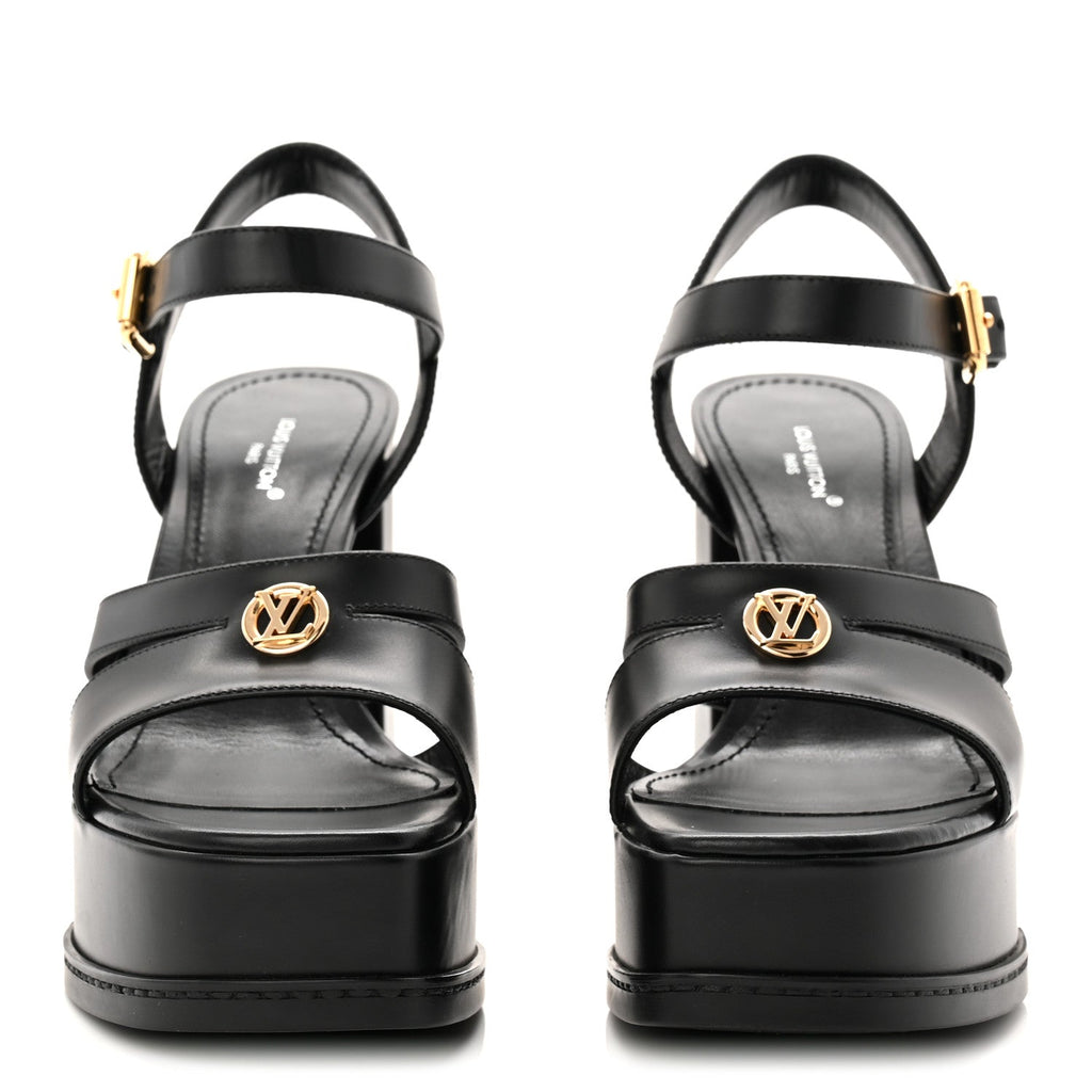 Louis Vuitton Calfskin Maya Platform Sandals 36.5 Black