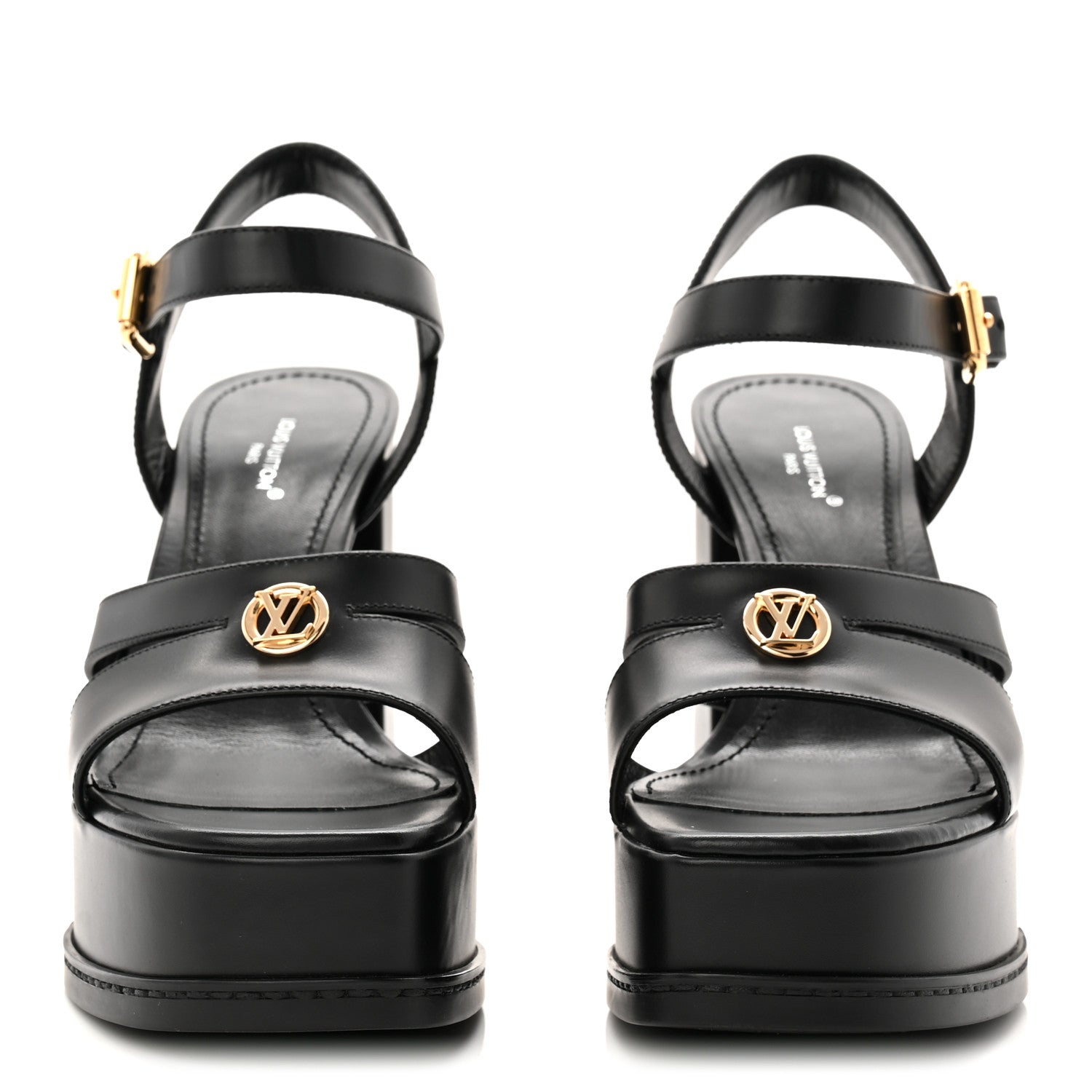 Louis Vuitton Calfskin Maya Platform Sandals 36.5 Black