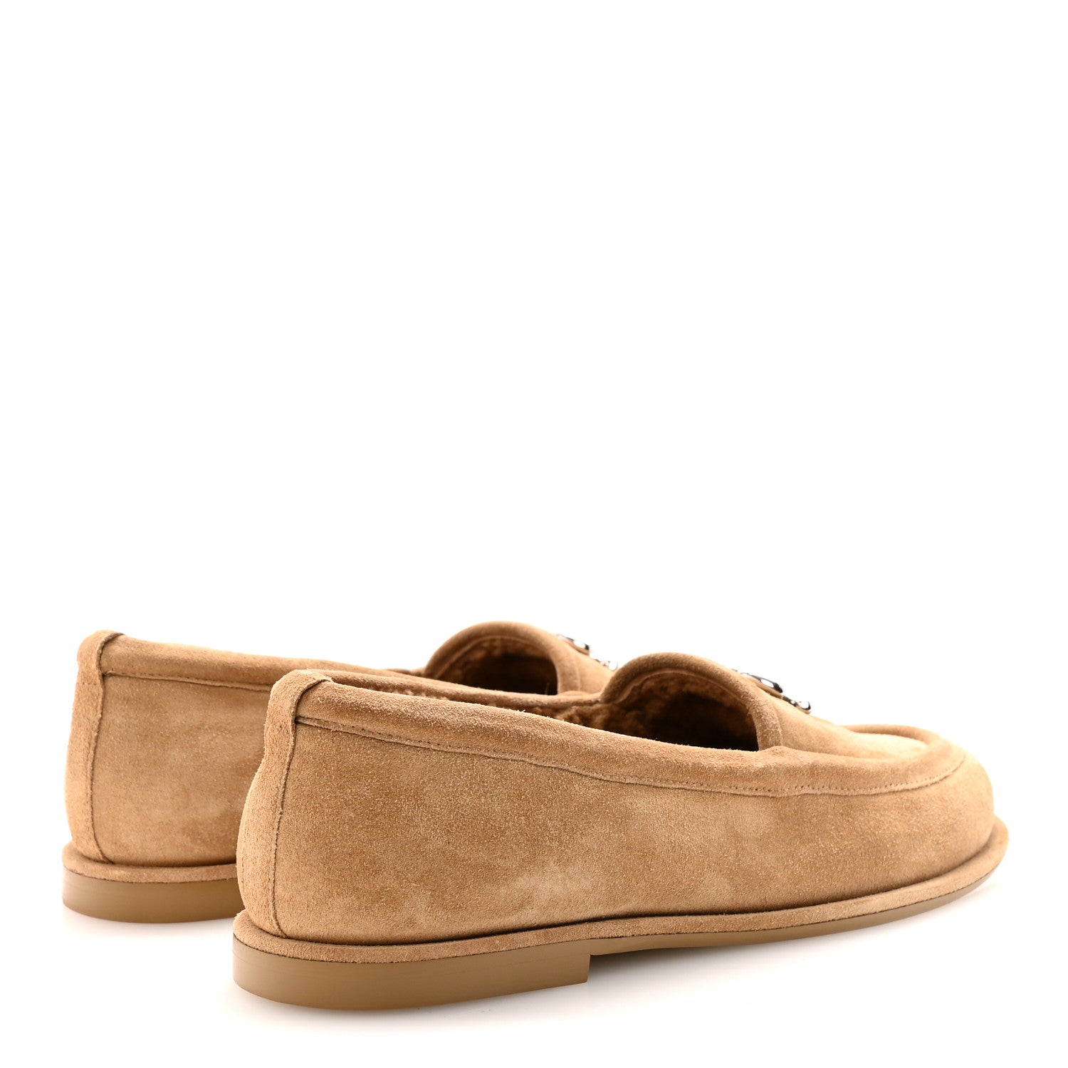 Chanel Suede Calfskin CC Loafers 38.5 Dark Beige