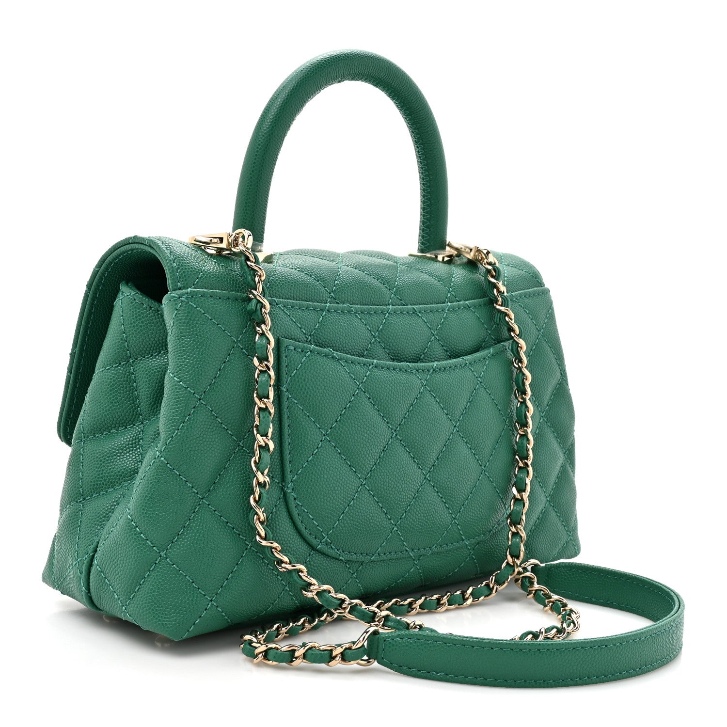 Chanel Caviar Quilted Mini Coco Handle Flap Green