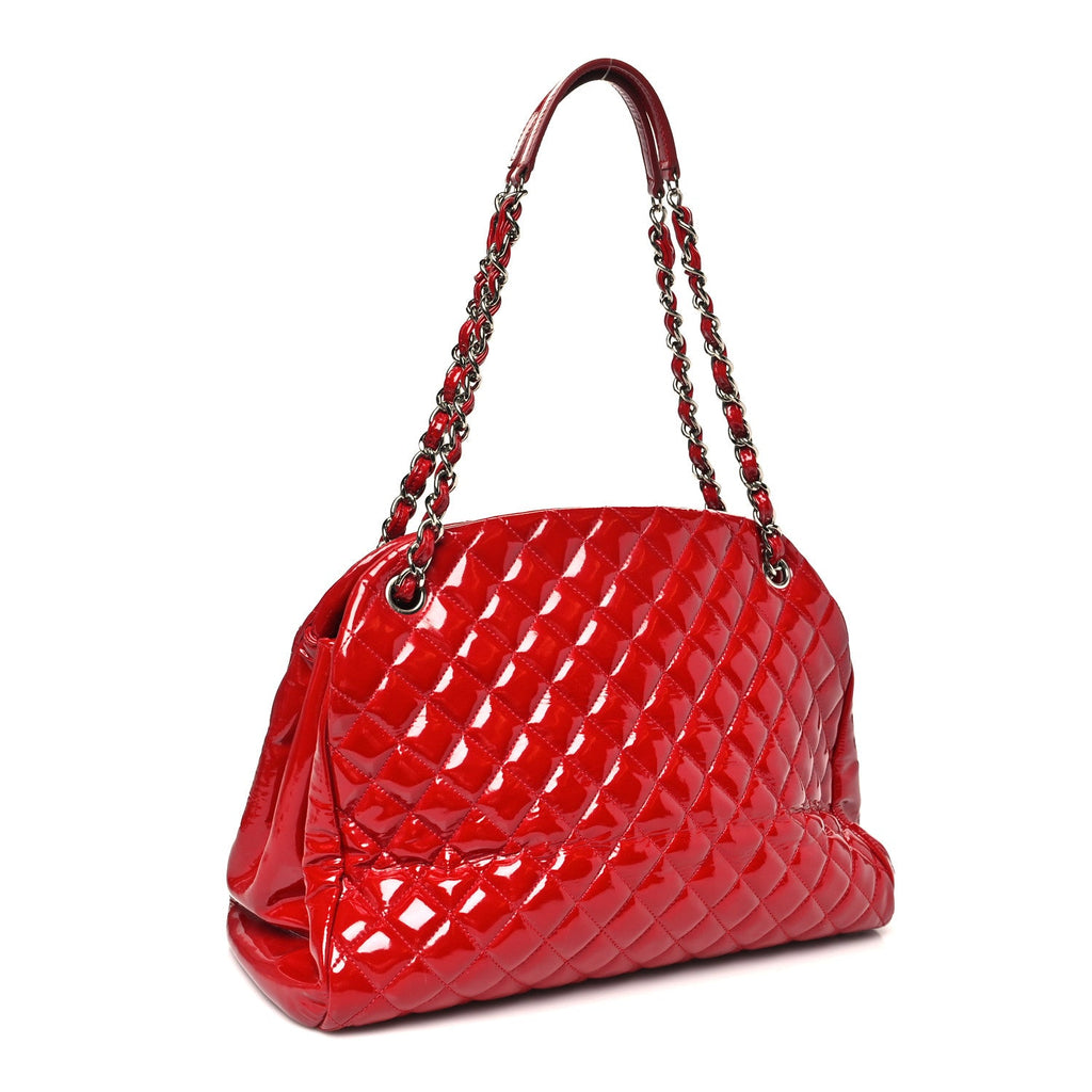 Chanel Patent Quilted Large Just Mademoiselle Bowling Bag Red