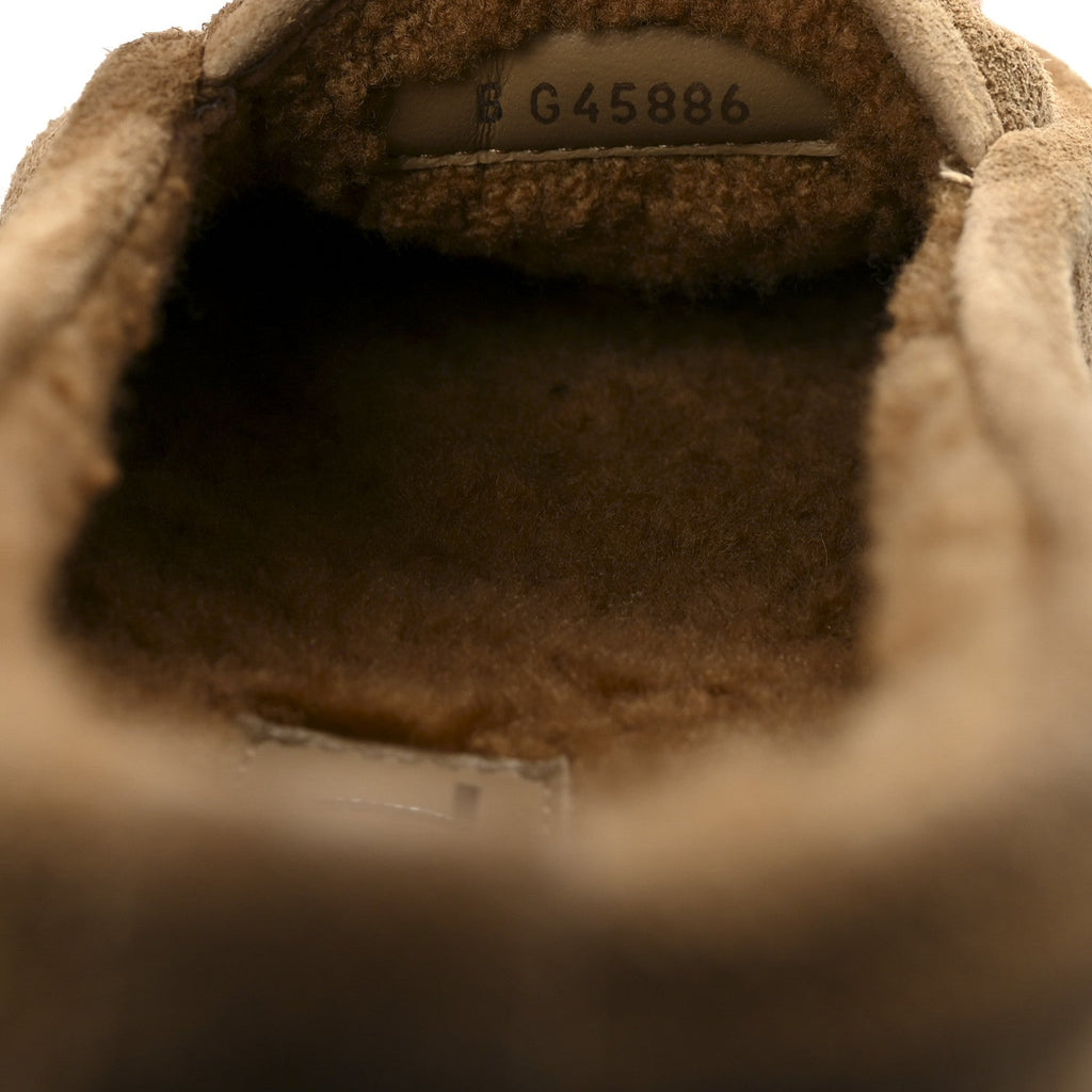 Chanel Suede Calfskin CC Loafers 37.5 Dark Beige