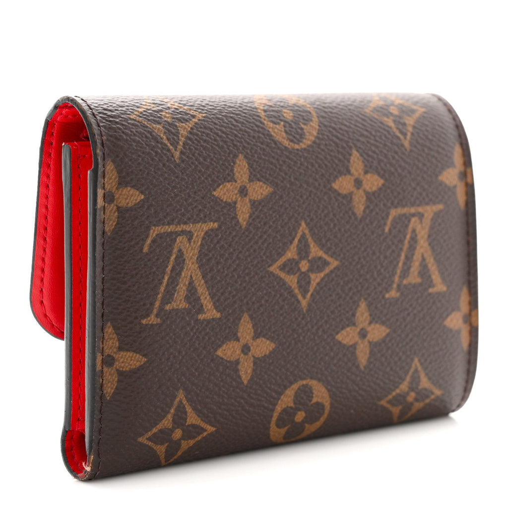 Louis Vuitton Monogram Flower Lock Compact Wallet Coquelicot