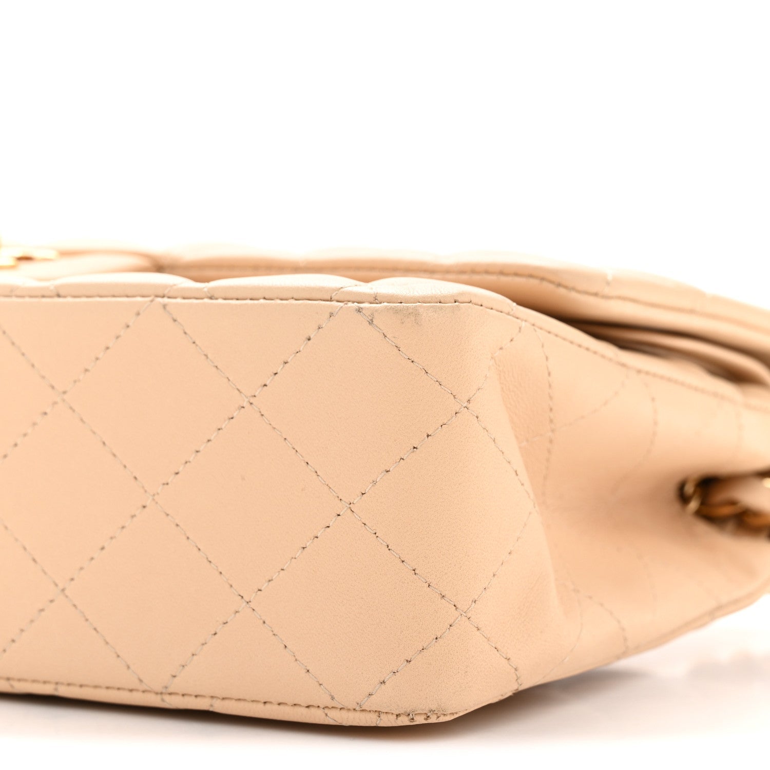 Chanel Lambskin Quilted Medium Double Flap Beige