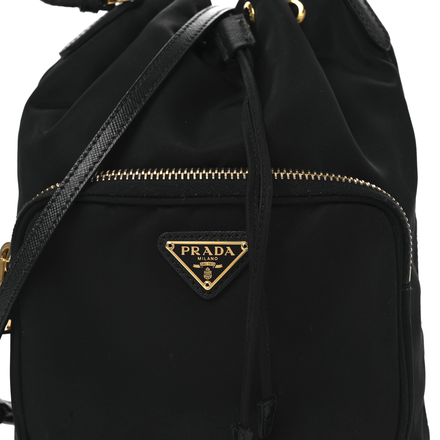 Prada Saffiano Tessuto Nylon Mini Bucket Crossbody Bag Black