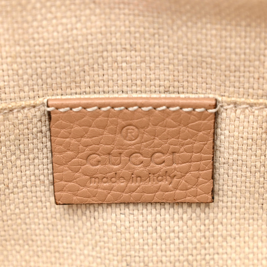 Gucci Pebbled Calfskin Small Soho Disco Bag Camelia
