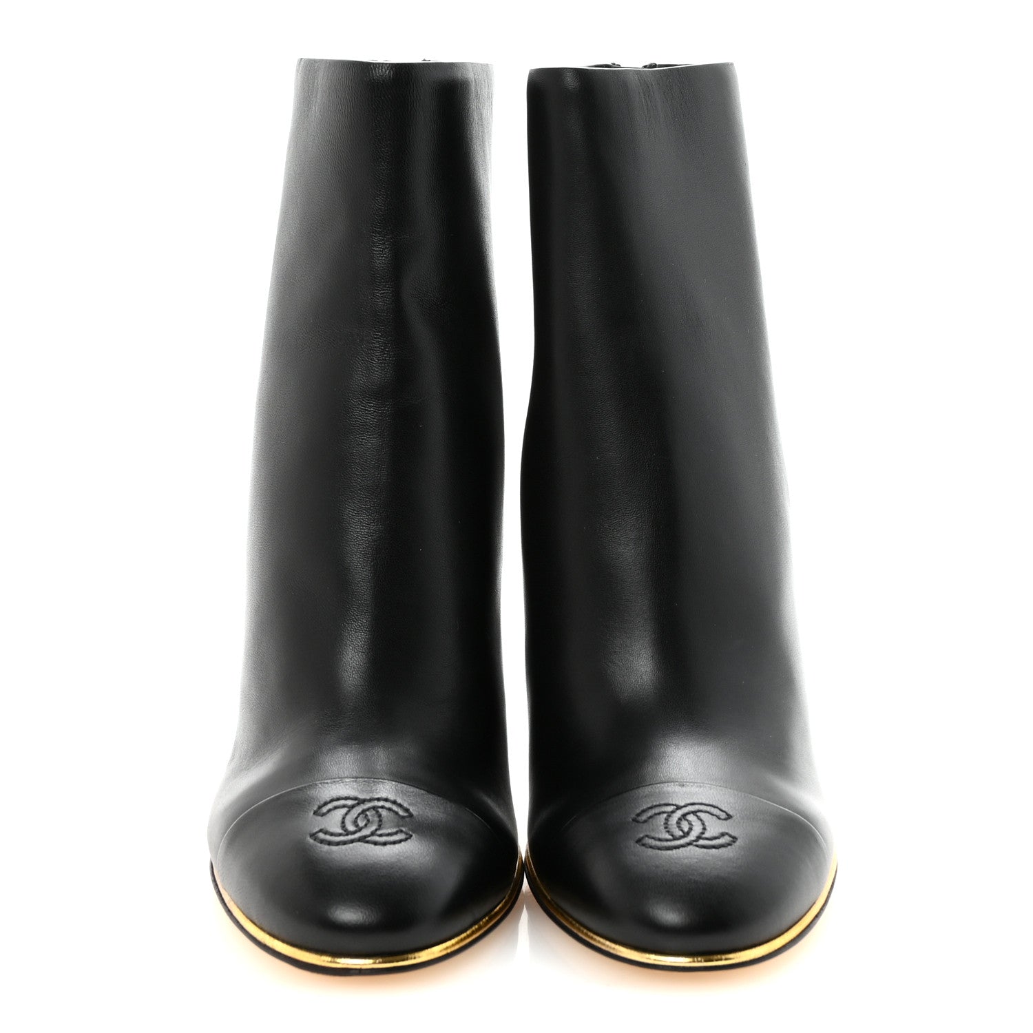 Lambskin Cap Toe Wedge Ankle Boots 38 Black