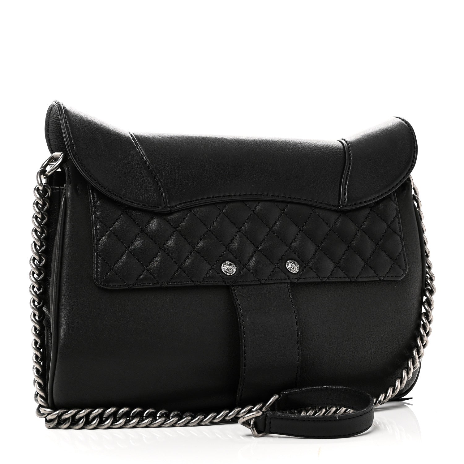 Chanel Goatskin Quilted Paris Dallas Saddle Bag Black