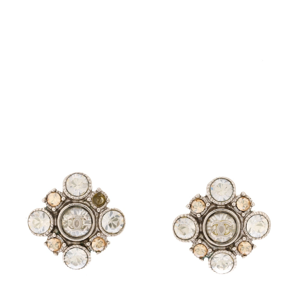 Crystal CC Stud Earrings Gold Yellow