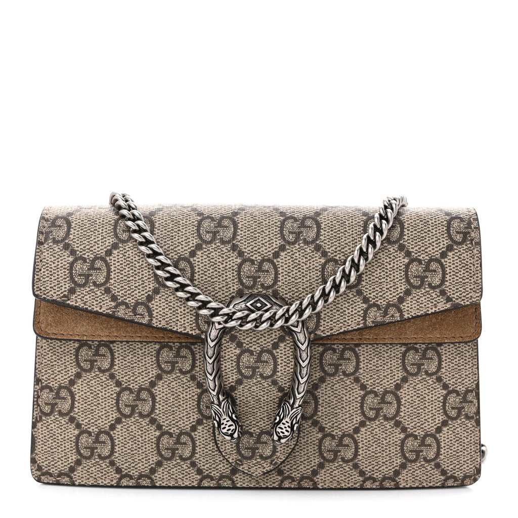 Gucci GG Supreme Monogram Super Mini Dionysus Shoulder Bag Taupe