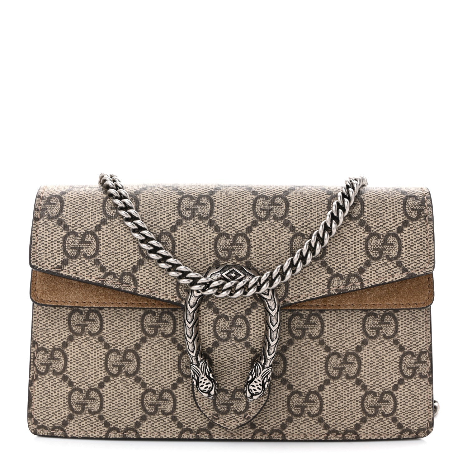 Gucci GG Supreme Monogram Super Mini Dionysus Shoulder Bag Taupe