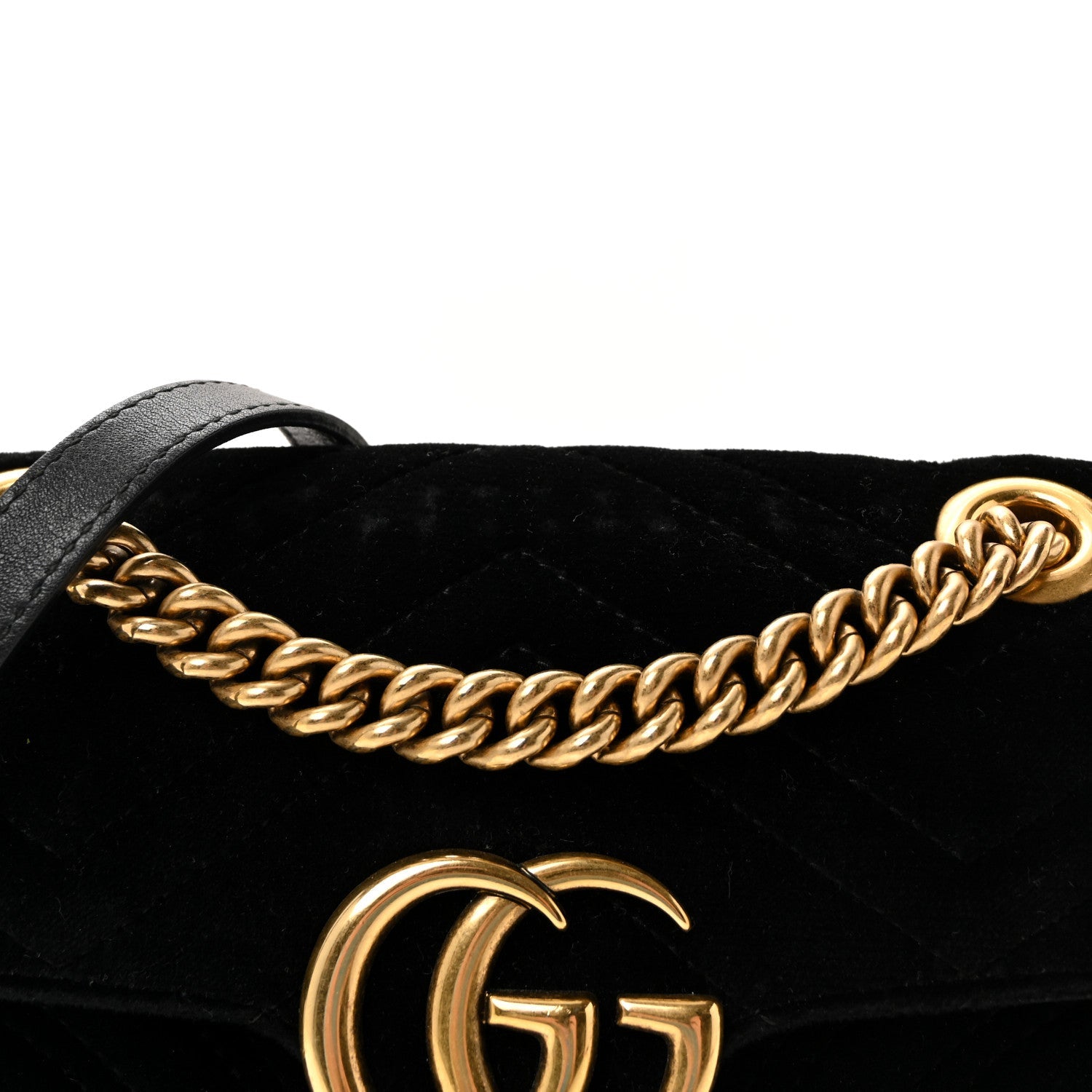 Gucci Velvet Matelasse Mini GG Marmont Shoulder Bag Black
