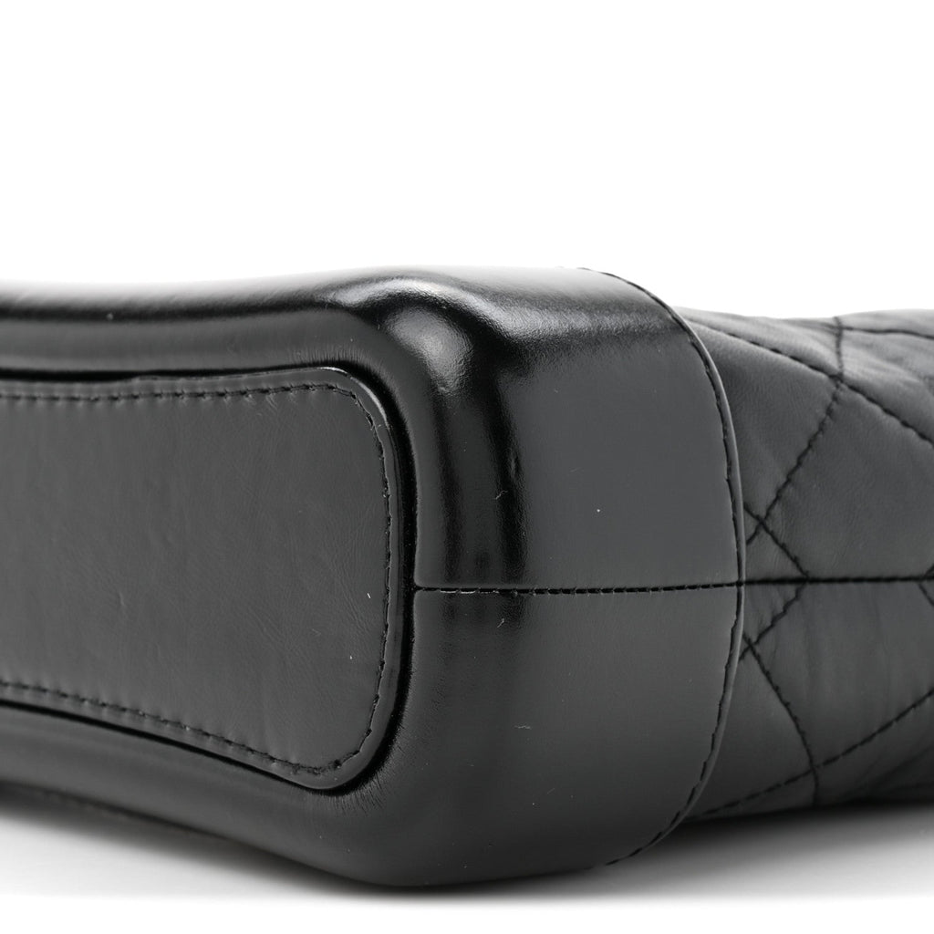 Chanel Aged Calfskin Quilted Small Gabrielle Hobo Black
