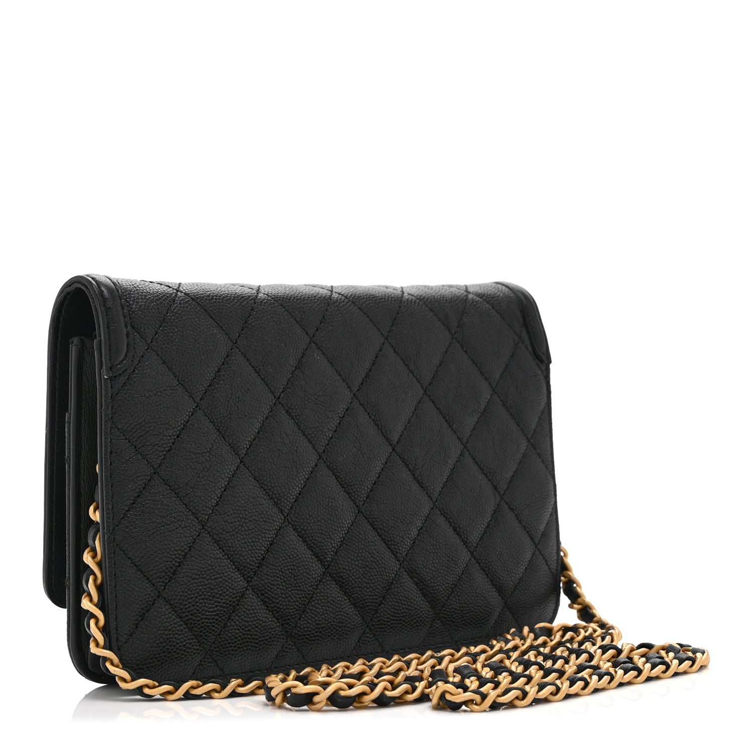 Chanel Caviar Quilted CC Filigree Wallet On Chain WOC Black