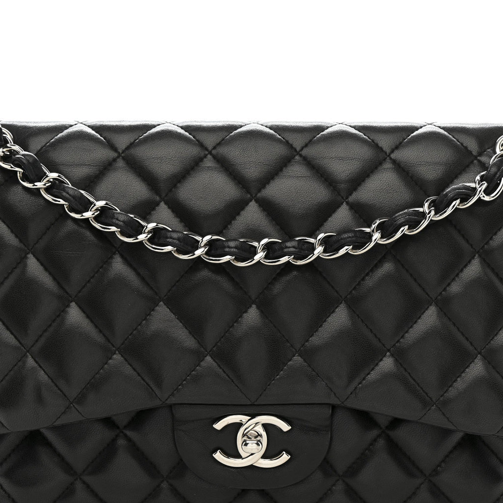 Chanel Lambskin Quilted Jumbo Double Flap Black