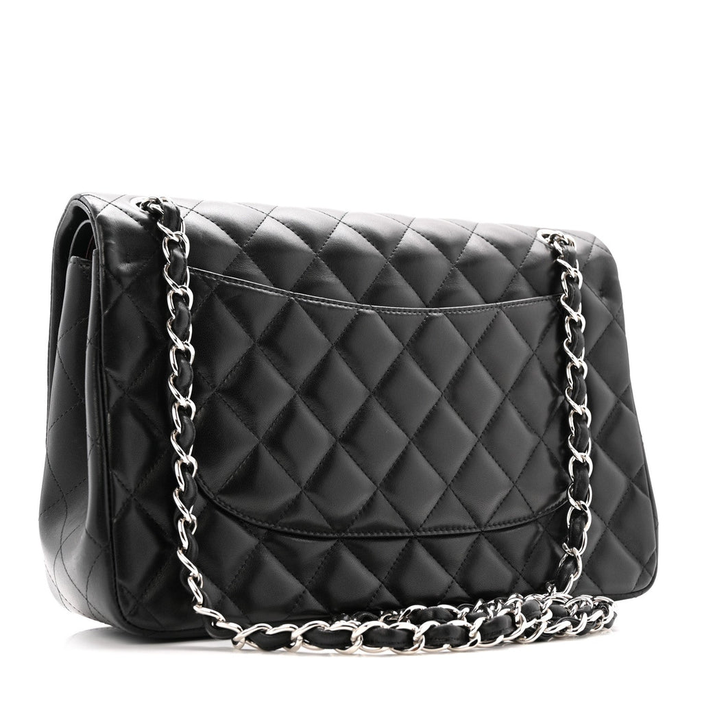 Chanel Lambskin Quilted Jumbo Double Flap Black