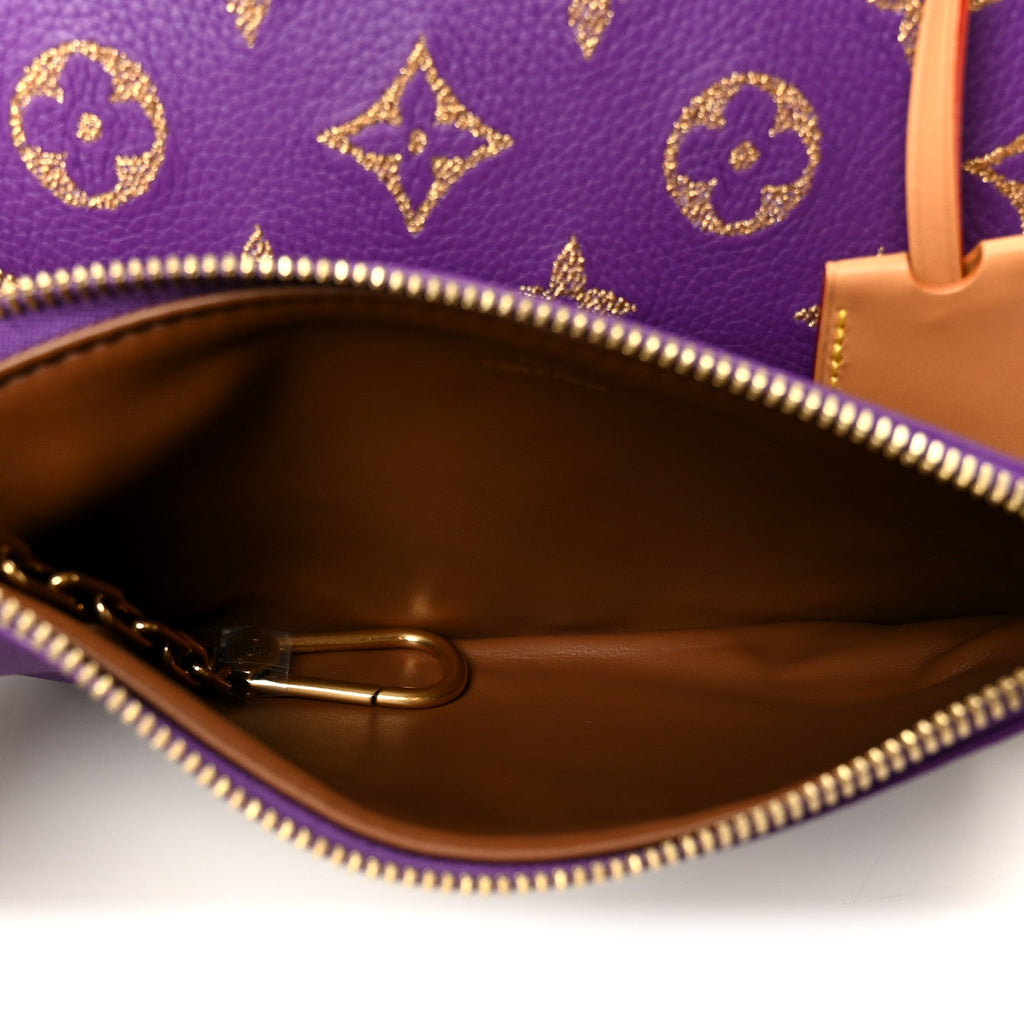 Louis Vuitton Calfskin Embroidered Monogram Speedy P9 Bandouliere 30 Golden Lotus Purple