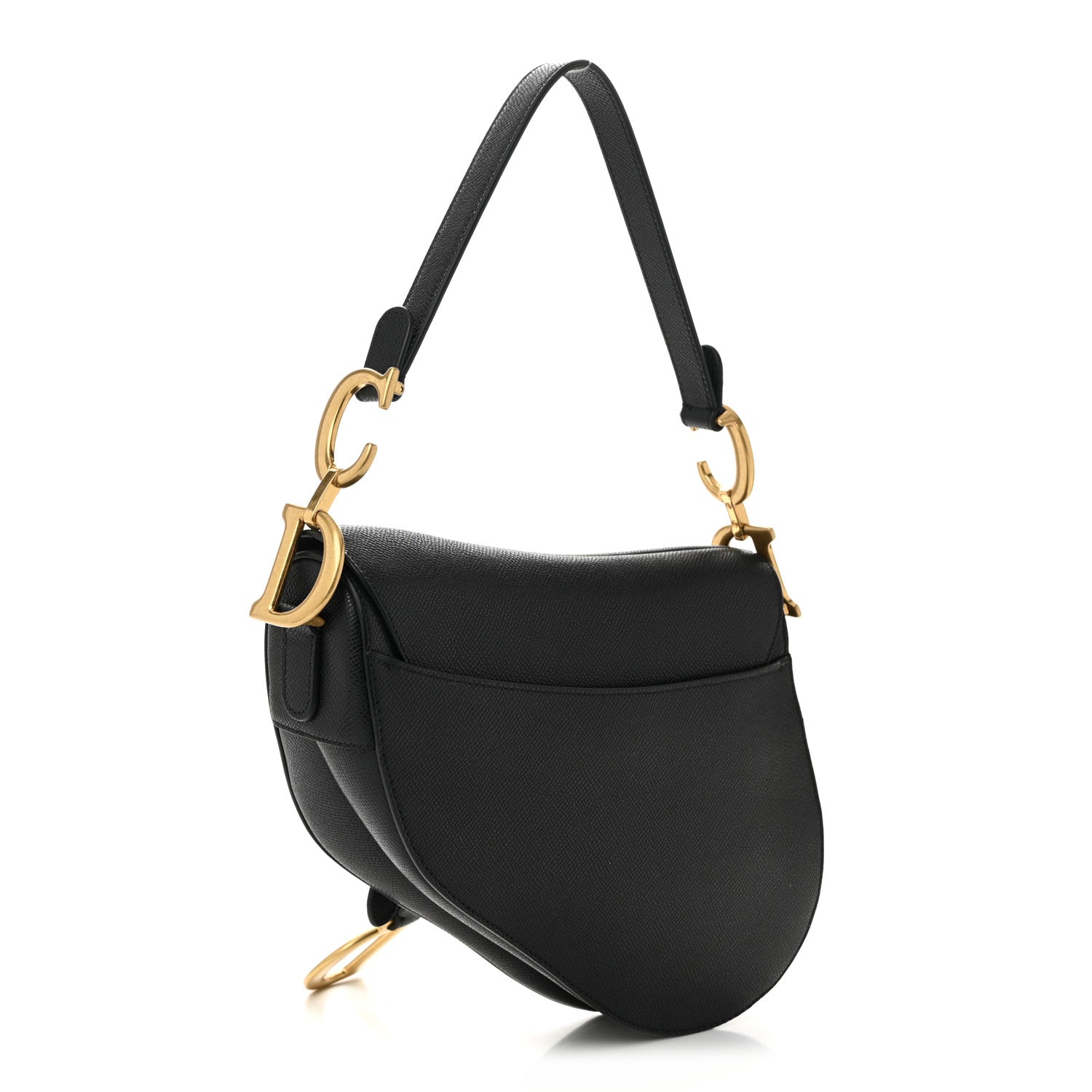 Christian Dior Grained Calfskin Saddle Bag Black