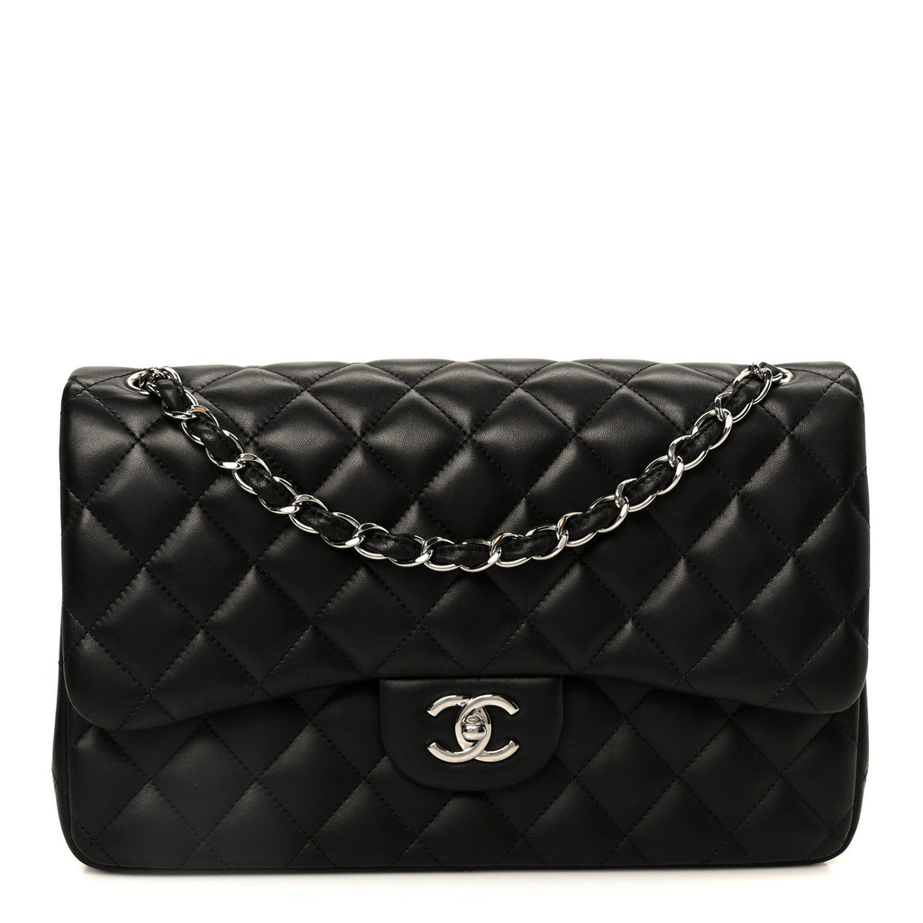 Chanel Lambskin Quilted Jumbo Double Flap Black