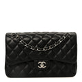 Chanel Lambskin Quilted Jumbo Double Flap Black