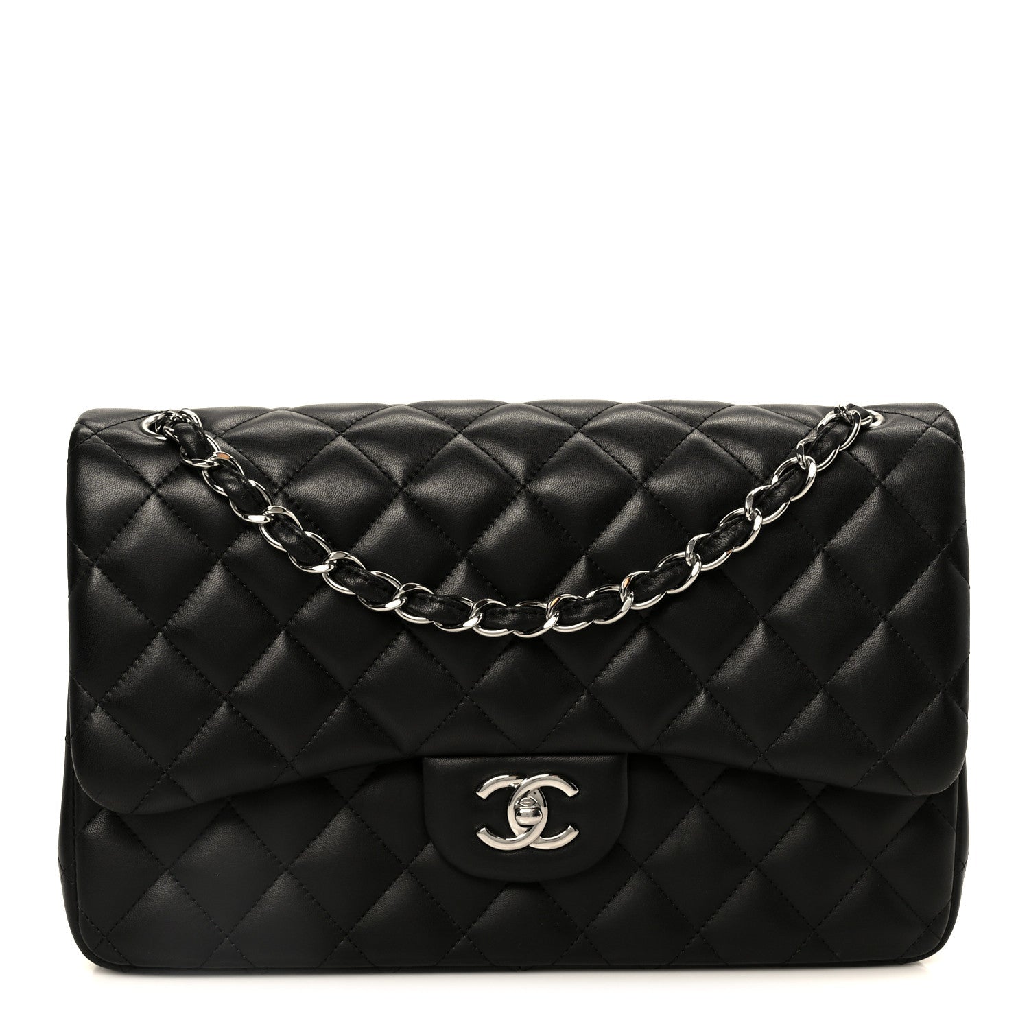Chanel Lambskin Quilted Jumbo Double Flap Black