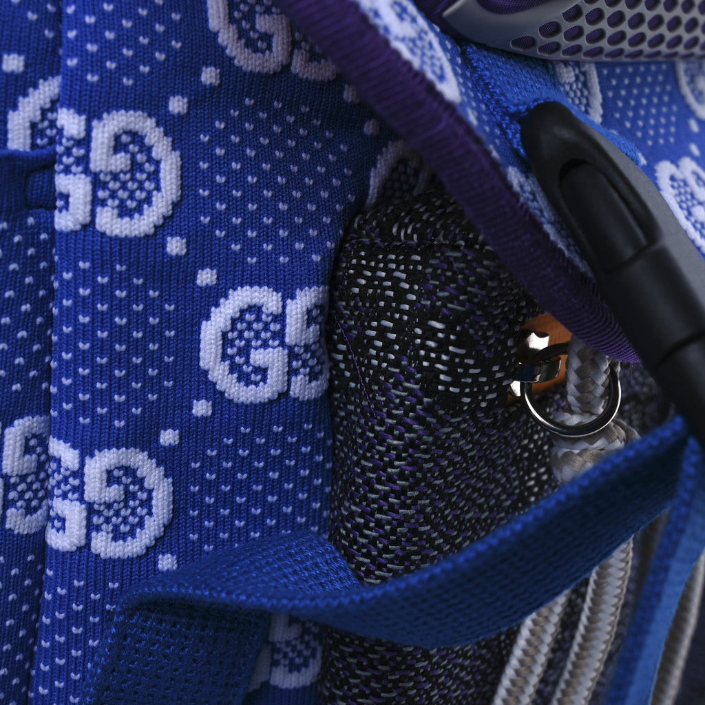 Gucci Jersey GG Monogram All Over Pan Sport Double Buckle Backpack  Blue Multicolor