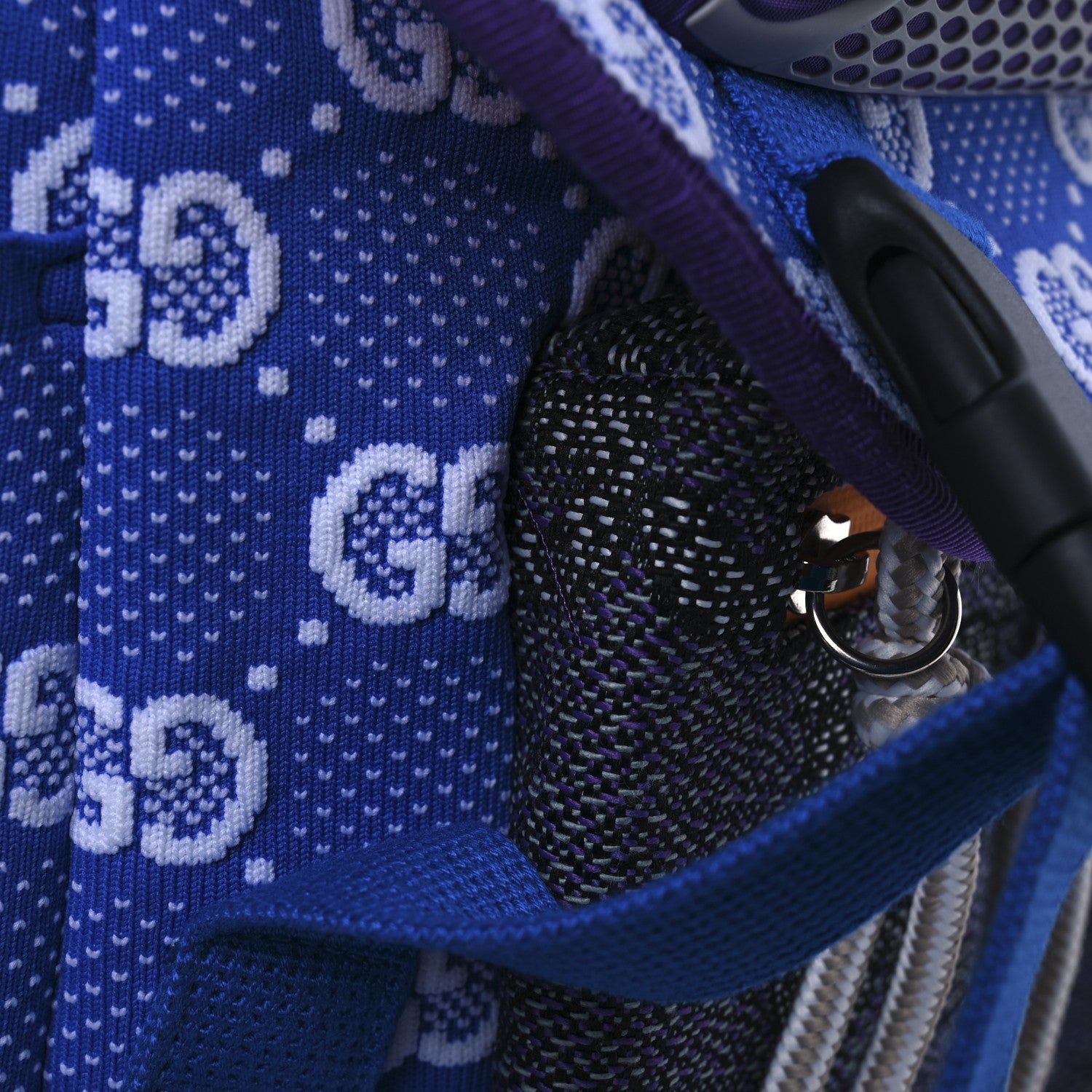 Gucci Jersey GG Monogram All Over Pan Sport Double Buckle Backpack  Blue Multicolor