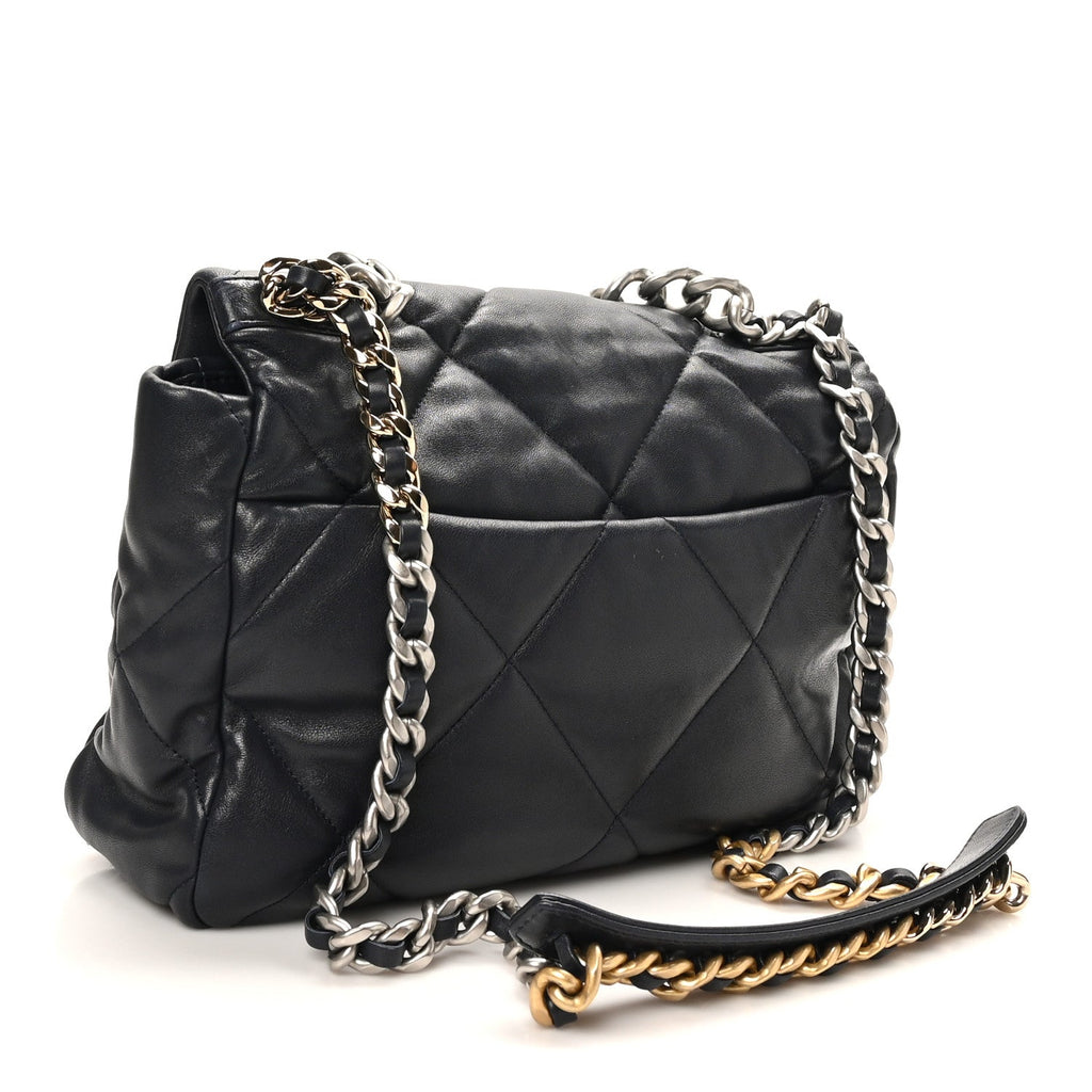 Chanel Lambskin Quilted Large Chanel 19 Flap Black