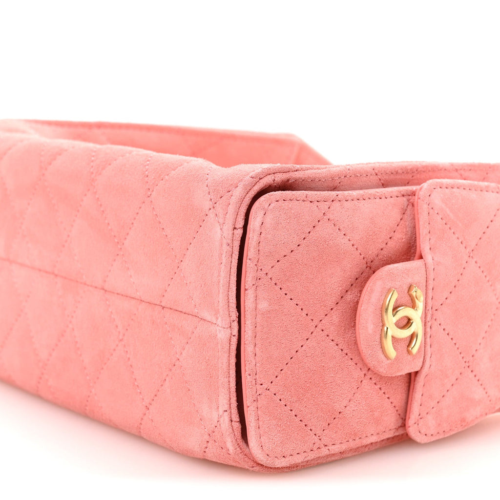 Chanel Suede Quilted Mini Chanel 25 Handbag Pink