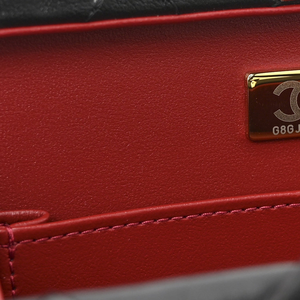 Chanel Lambskin Quilted Small CC Top Handle Box Bag Black