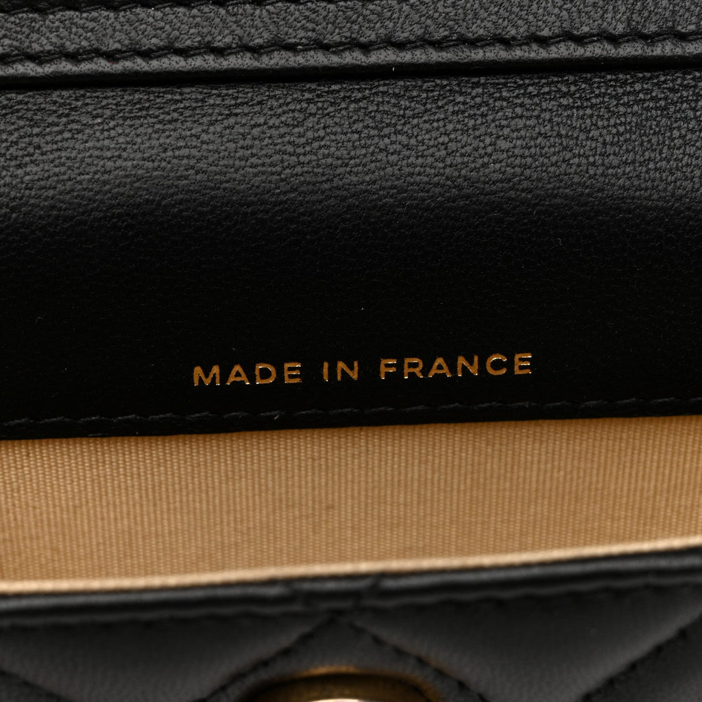 Chanel Lambskin Quilted Pearl Crush Clutch With Chain Black