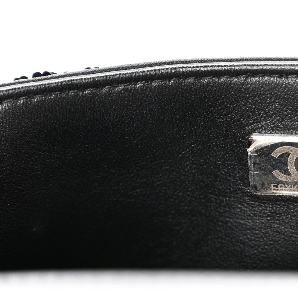 Chanel Sequin Ribbon Small Rectangular Flap Black White