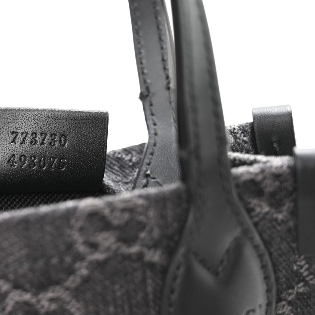 Gucci Denim GG Monogram Calfskin Mini Ophidia Tote Bag Black