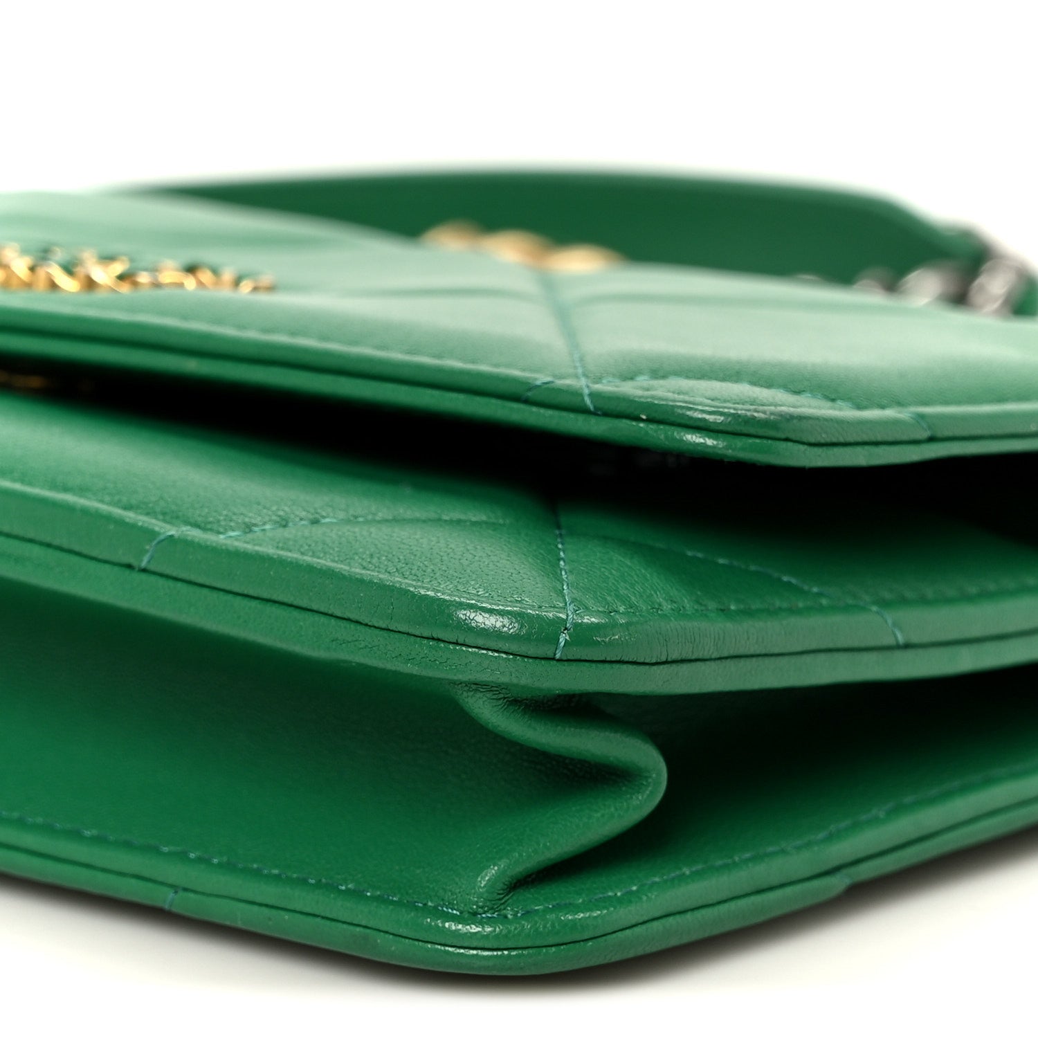 Chanel Lambskin Quilted Chanel 19 Wallet On Chain WOC Green