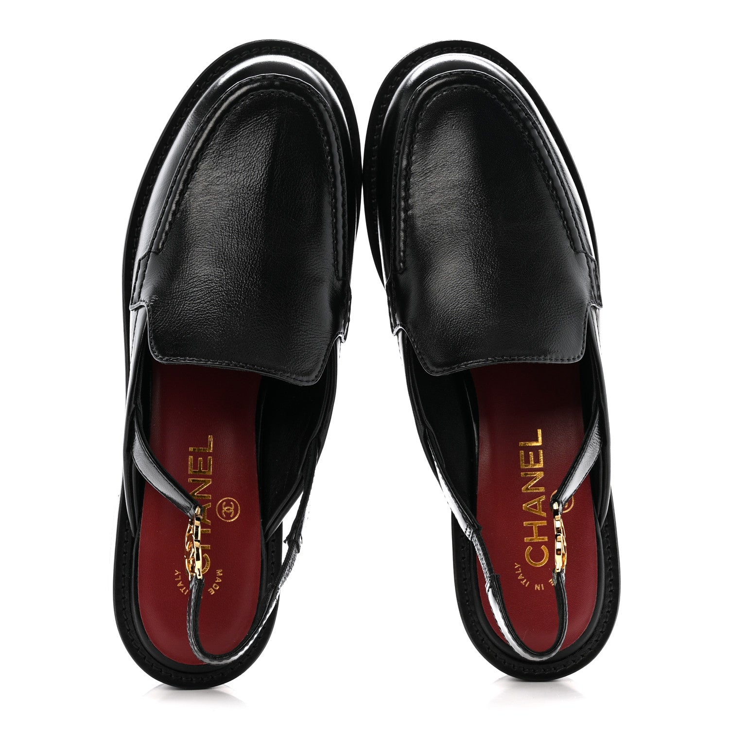 Glazed Calfskin CC Slingback Flats 38.5 Black