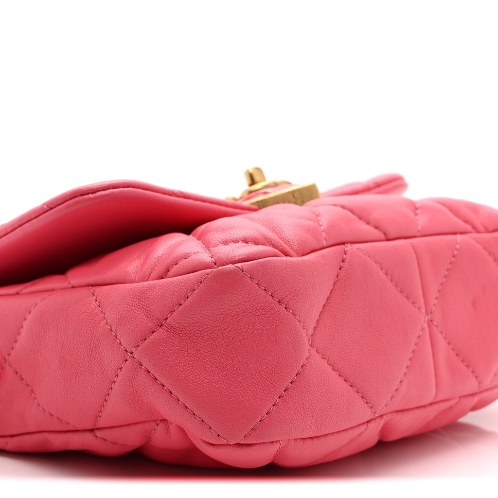 Chanel Lambskin Plexiglass Quilted Coco Love Mini Flap Pink