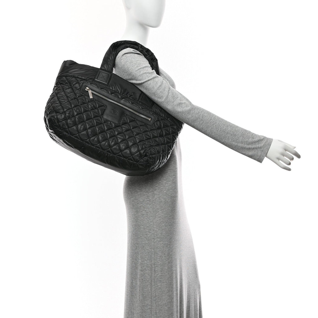 Chanel Nylon Quilted Large Coco Cocoon Tote Black