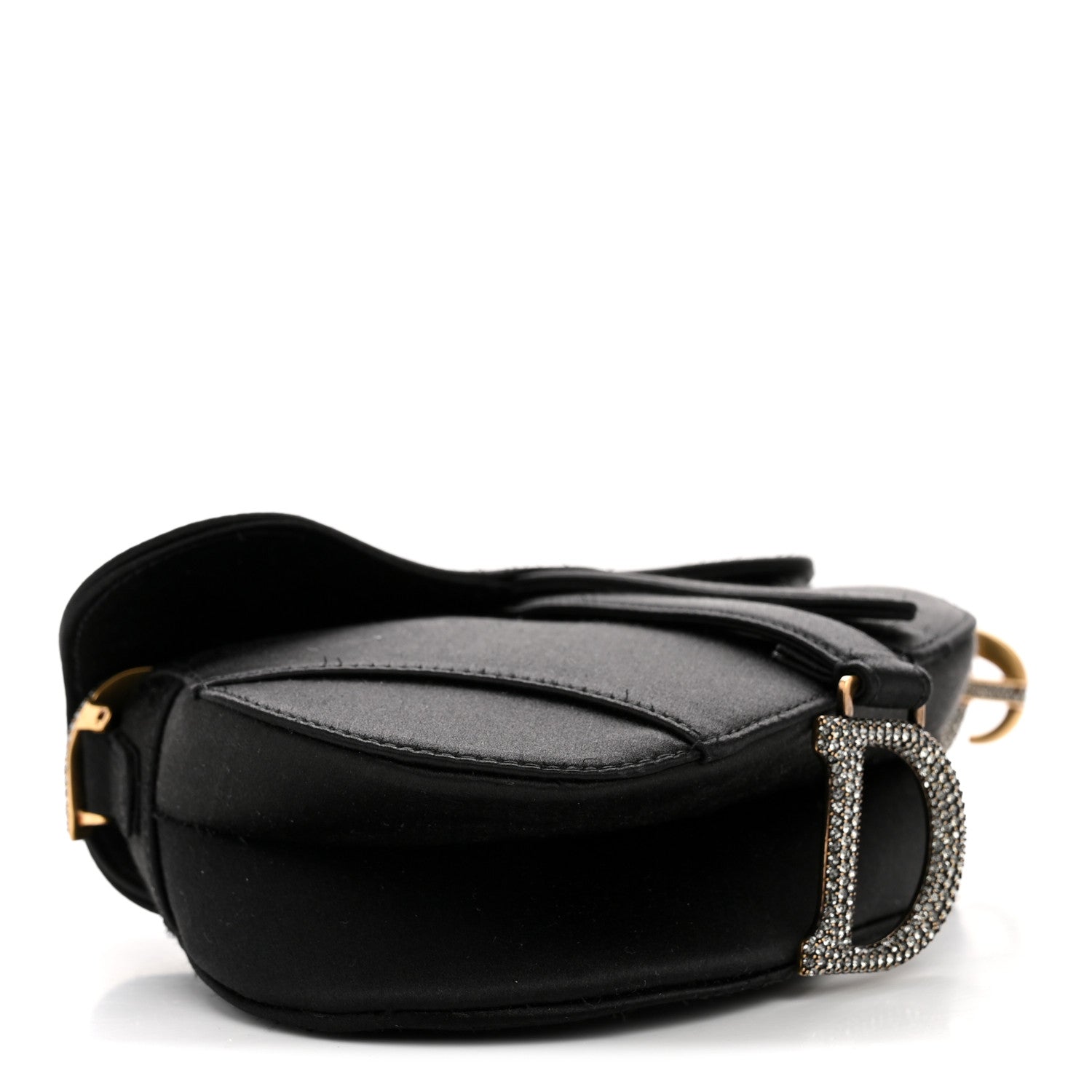 Christian Dior Satin Crystal Mini Saddle Bag Black