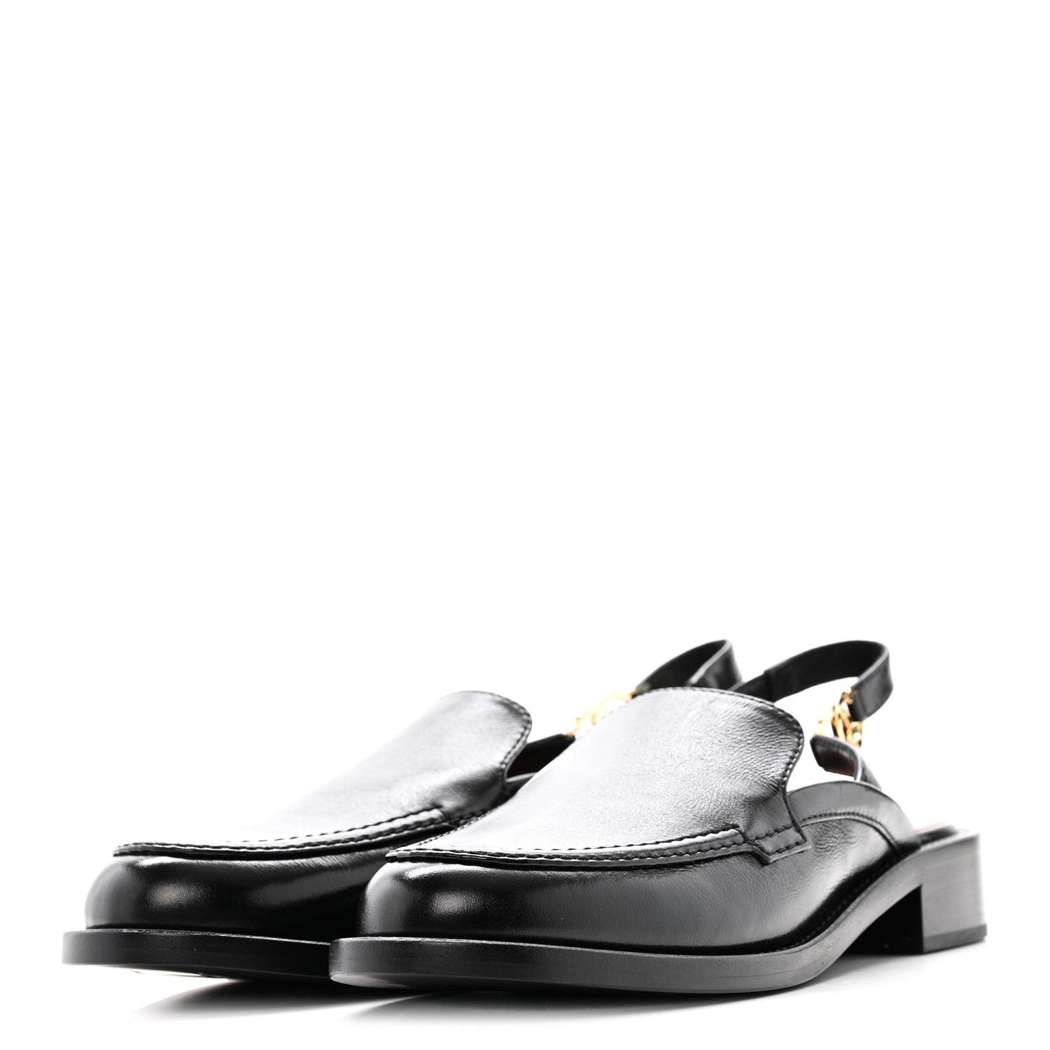 Glazed Calfskin CC Slingback Flats 38.5 Black
