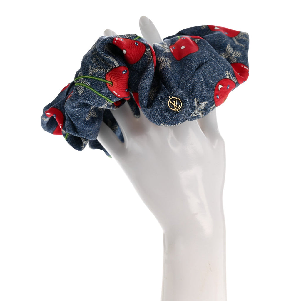 Louis Vuitton LV X TM Monogram Cerises Silk Scrunchie Blue