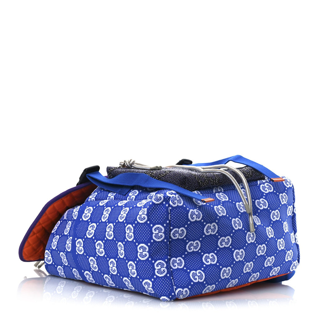 Gucci Jersey GG Monogram All Over Pan Sport Double Buckle Backpack  Blue Multicolor