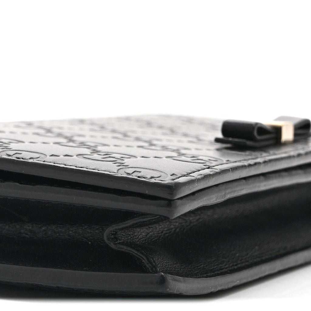 Gucci Guccissima Signature Bowy Chain Wallet Black