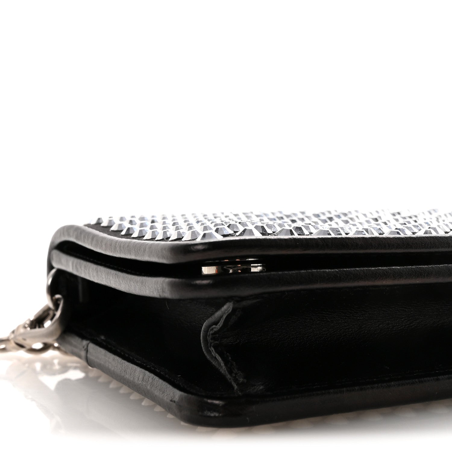 Prada Satin Crystal Metal Triangle Logo Mini Crossbody Bag Cristal