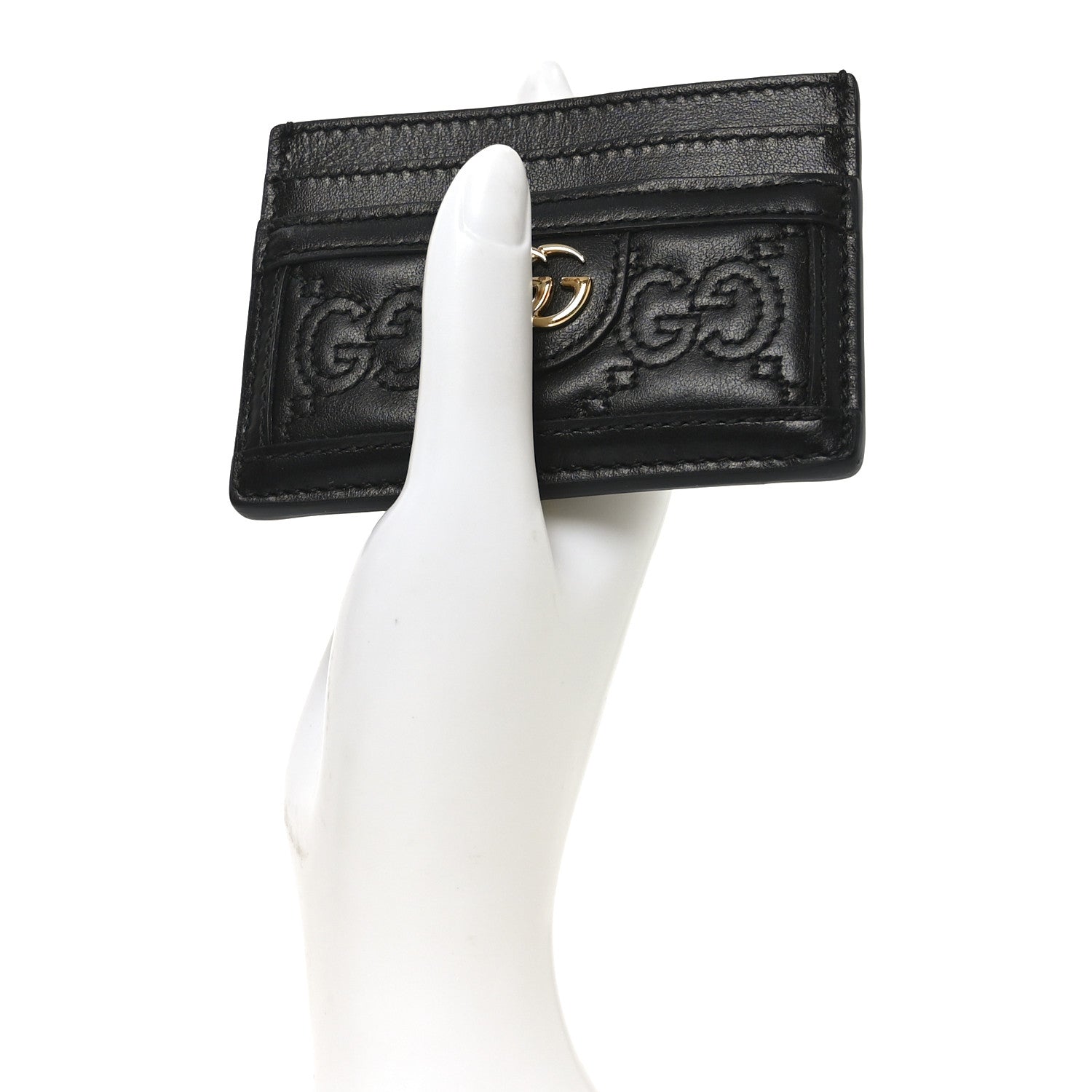 Gucci Calfskin GG Matelasse Card Holder  Black