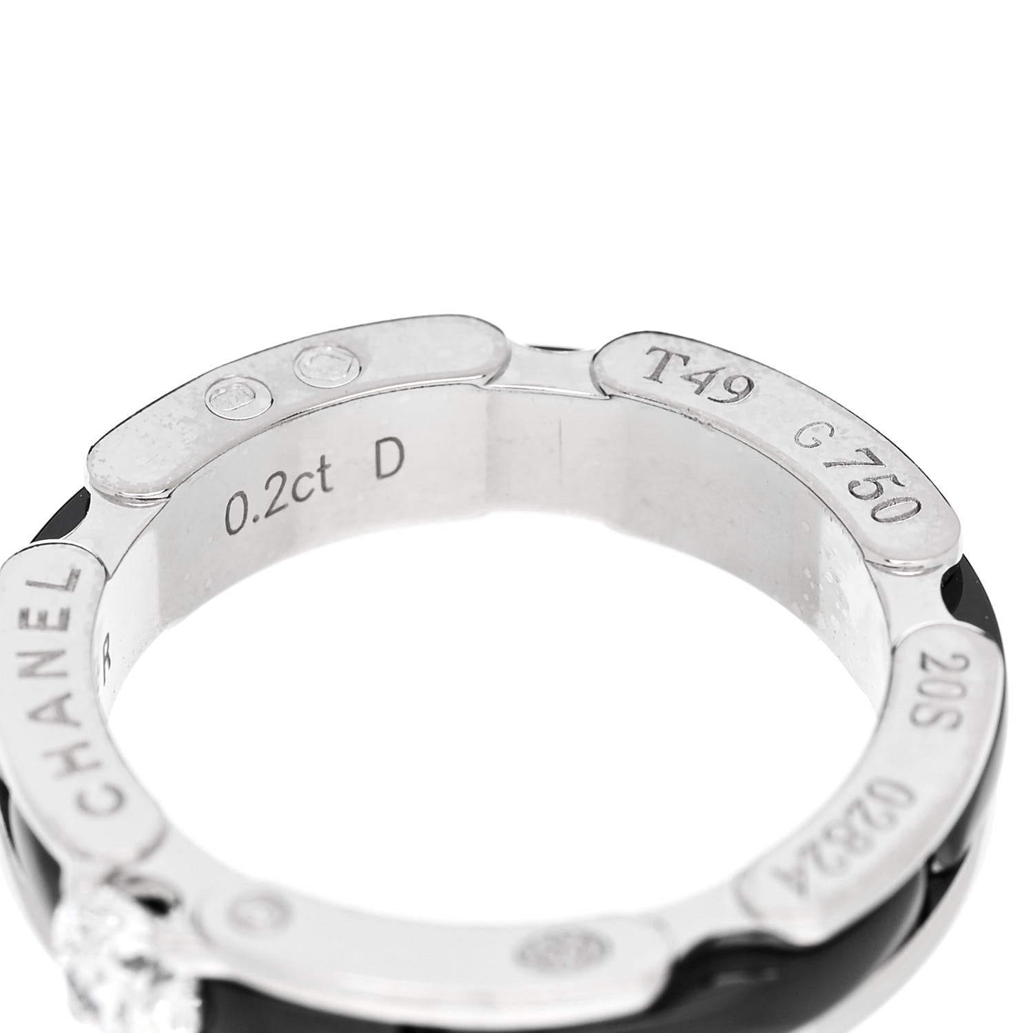 18K White Gold Ceramic Diamond Slim Ultra Ring 49 4.75