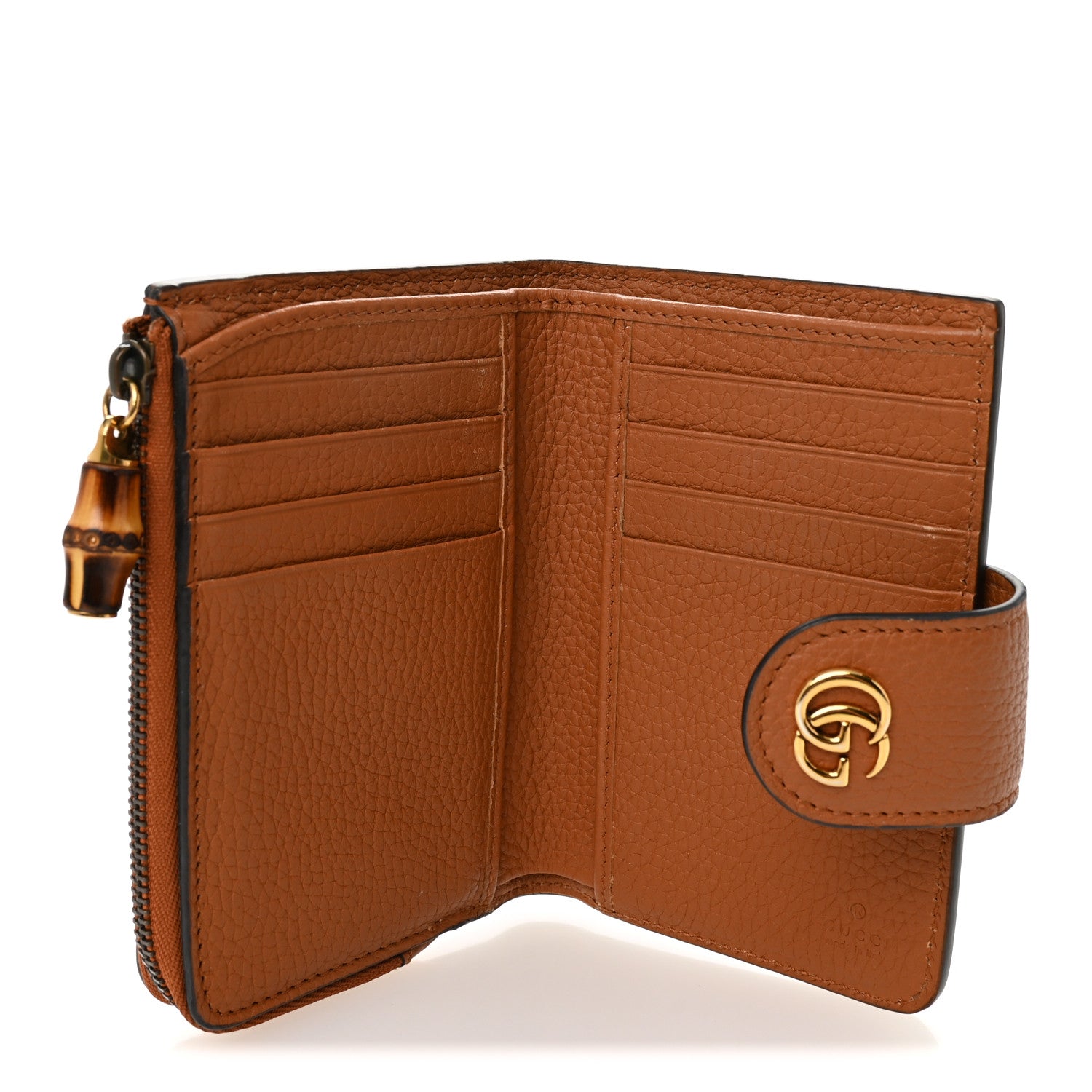 Gucci Piuma Calfskin Medium Bamboo Double G Wallet Cuir