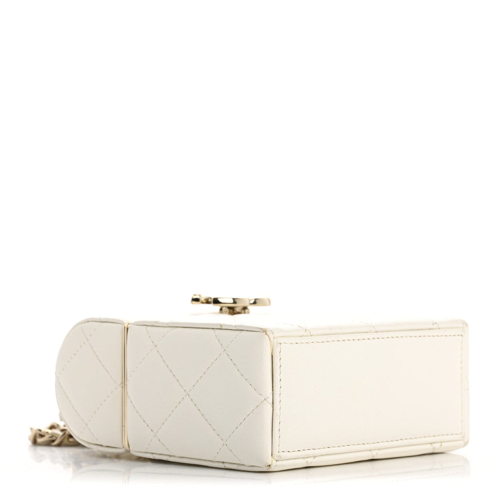 Chanel Lambskin Quilted Small Box With Chain White
