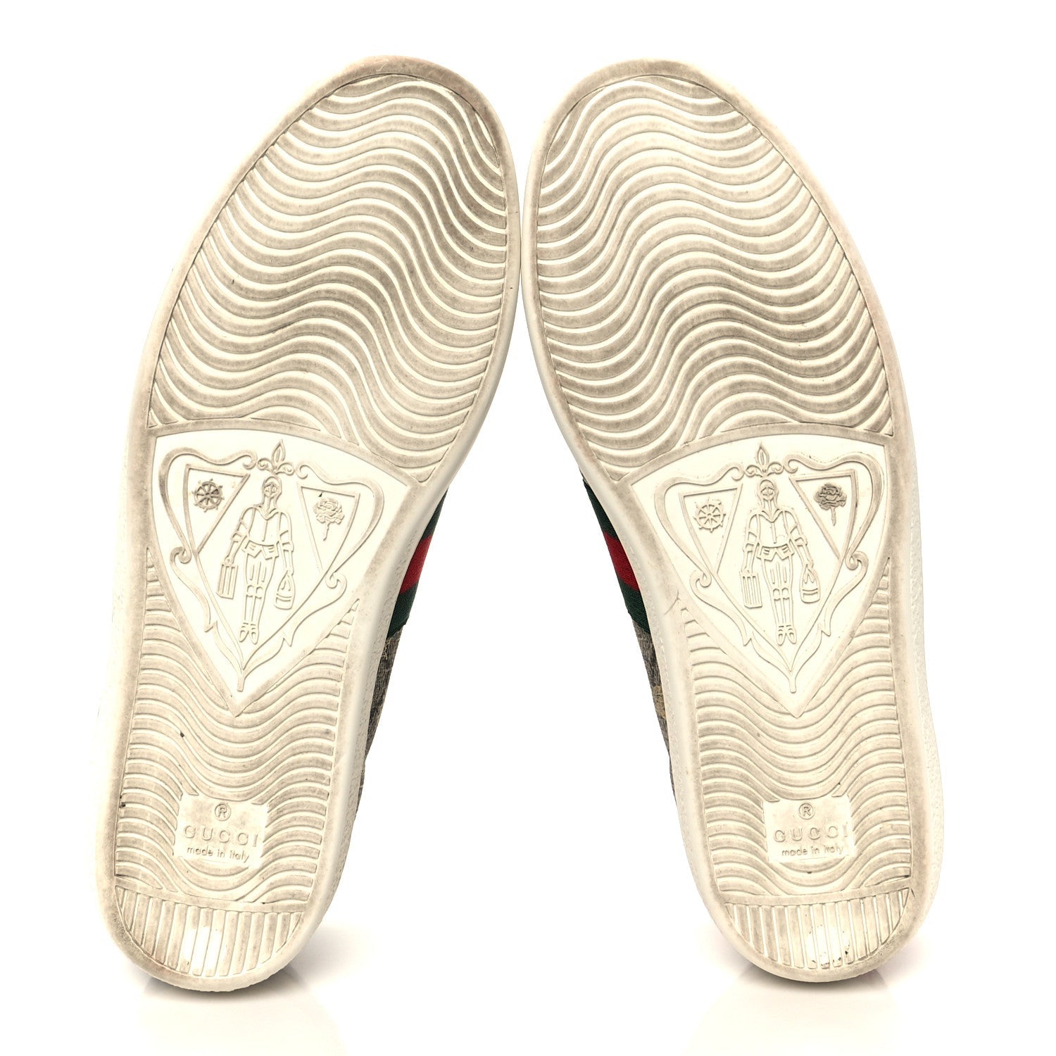 Gucci GG Supreme Monogram Bees Ayers Web Womens Ace Sneakers 37 Beige Oro Green Red